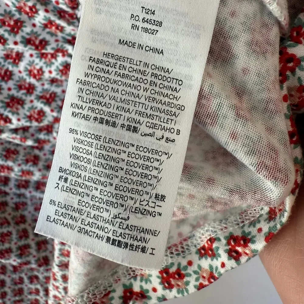 Boden Floral Ruched V-Neck Blouse Size US 20/22 UK 22